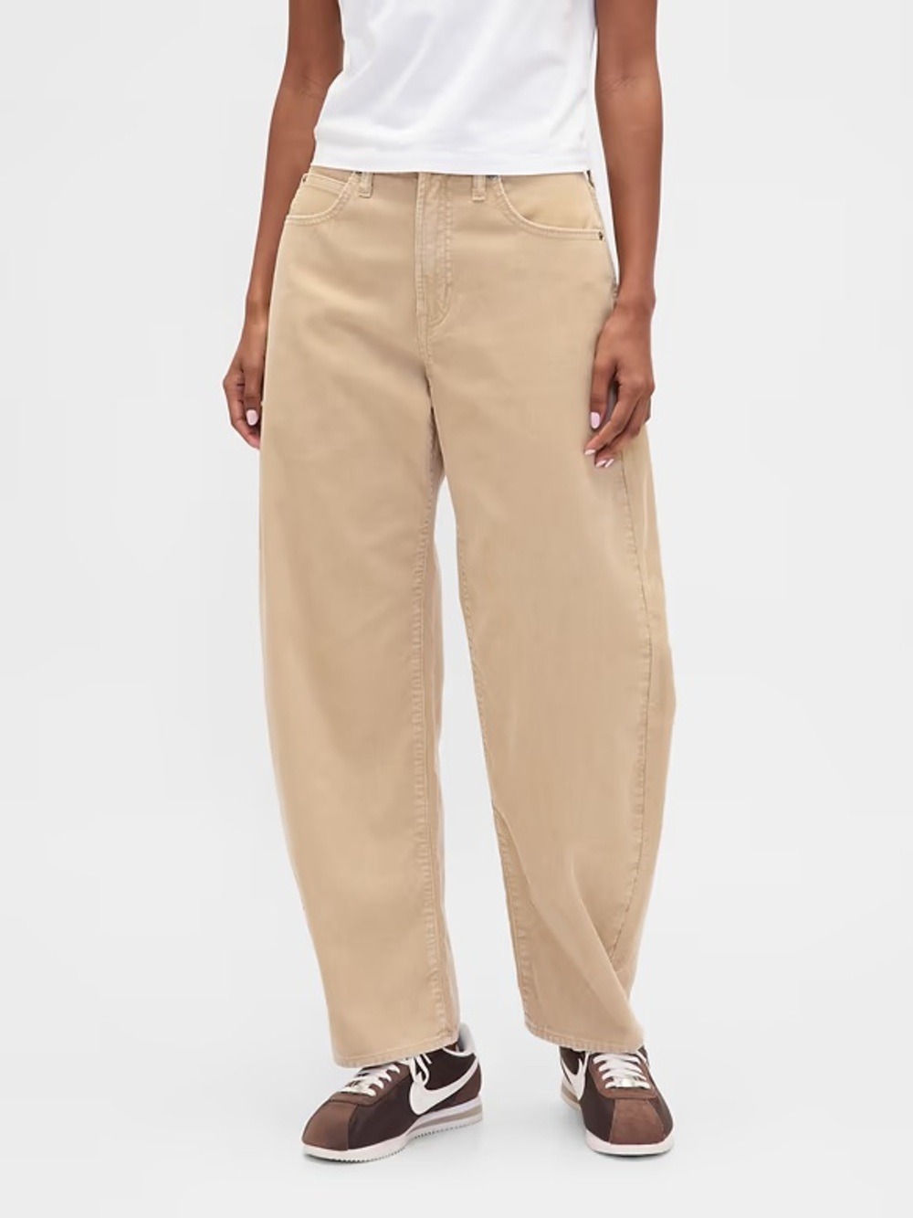 Gap High-Rise Barrel Corduroy Jeans in Khaki